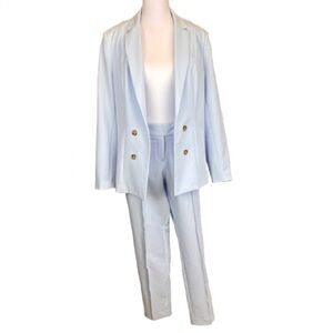 Worthington Light Blue Suit Set Blazer Sz M Slim Ankle Pants Sz 4